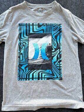 Hurley Boys Small Gray Graphic Tee Surf Style